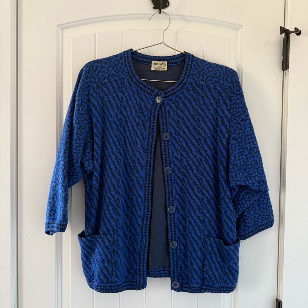 Blue Missoni Cardigan (Textured Graphic Knit)